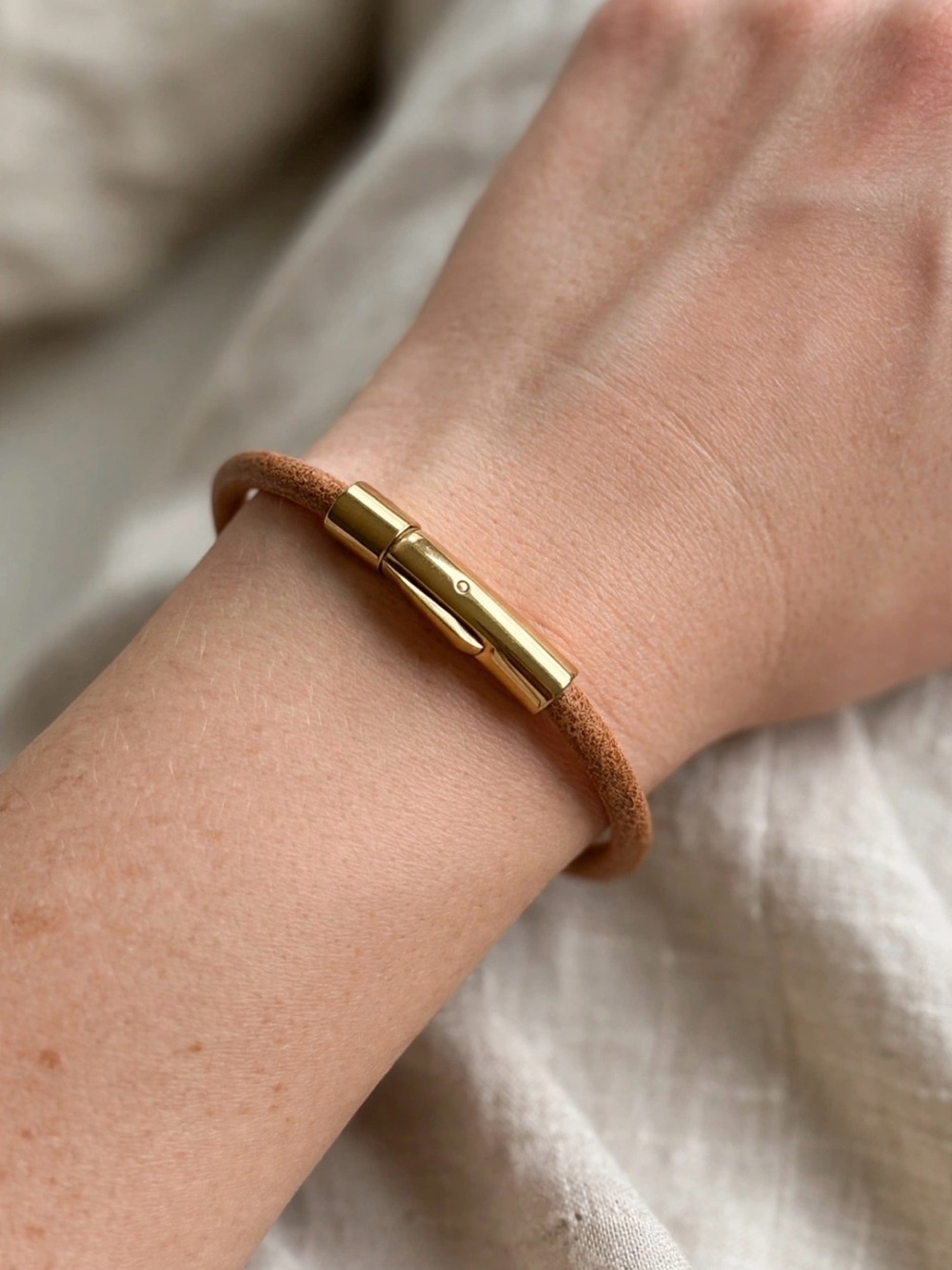 Gold Plated Leather Bracelet - Unisex Bracelet